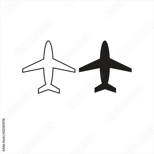 Airplane icons black and white silhouettes