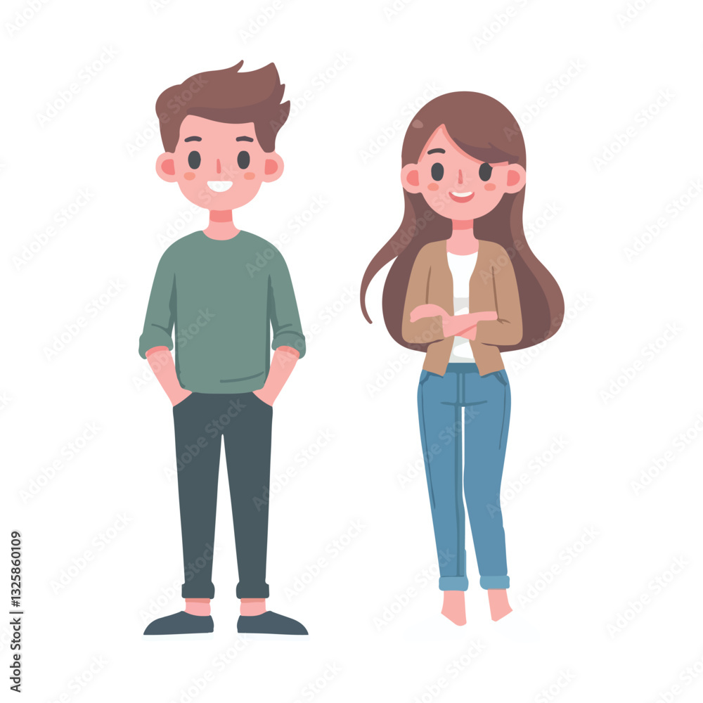 vector young man standing and jumping say hello vector young man standing and jumping say hello