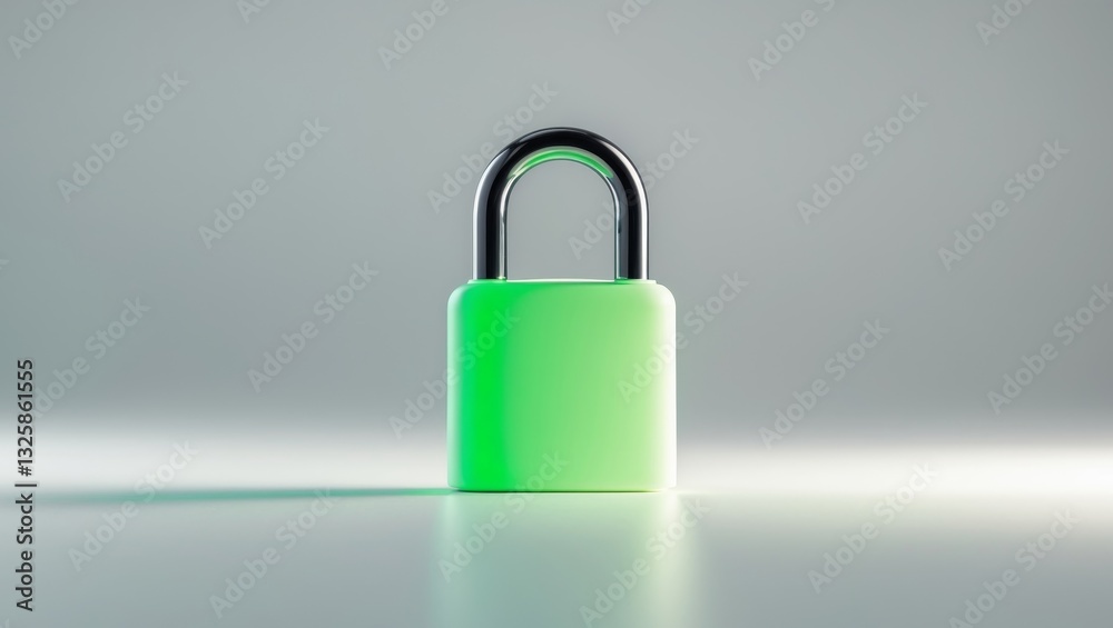 Futuristic Green Padlock Security Studio Shot. Futuristic Green Padlock Security Studio Shot.