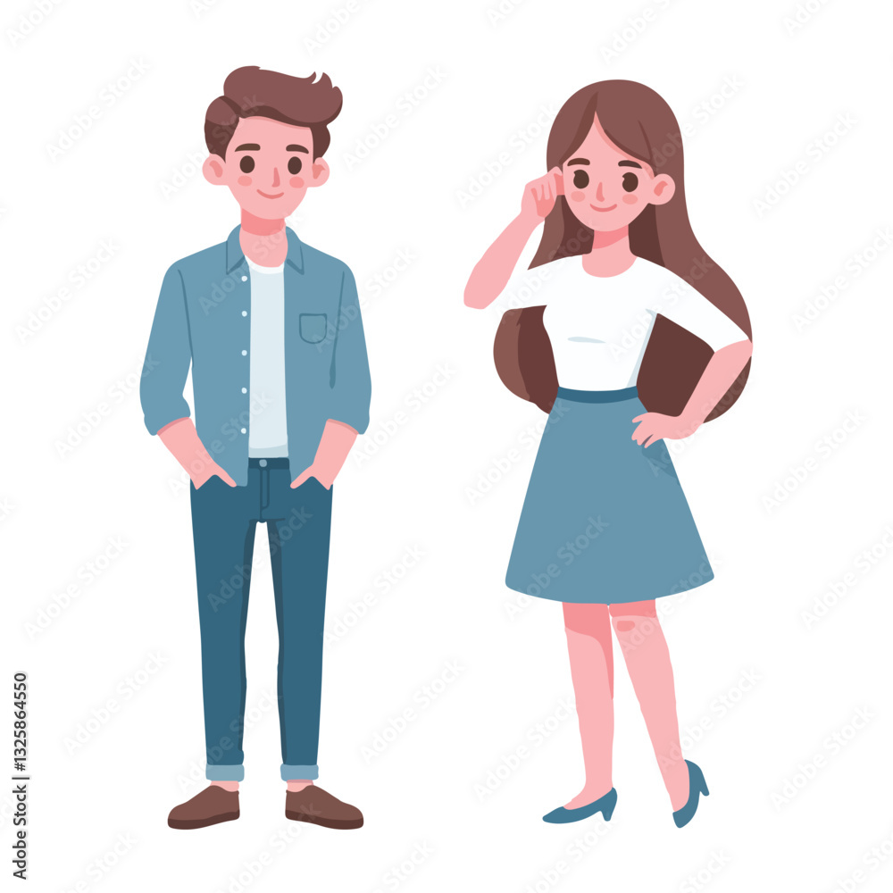 vector young man standing and jumping say hello vector young man standing and jumping say hello