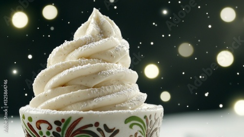 Delicious Creamy Dessert  Whipped Cream  Festive Lights  Winter  Sweet Treat