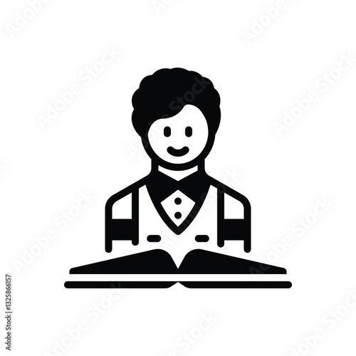 Black solid icon for student