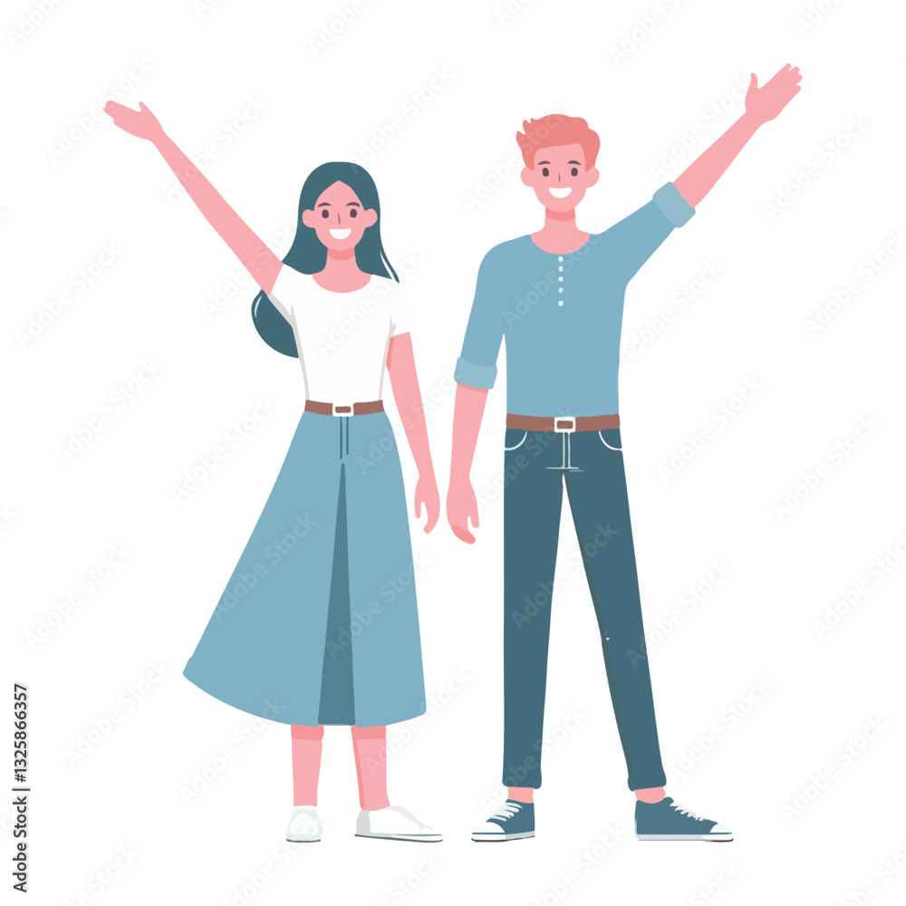 vector young man standing and jumping say hello vector young man standing and jumping say hello