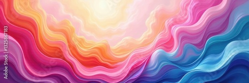 Vibrant swirls of pastel hues, joyful shapes dance across canvas, illustration, canvas, design
