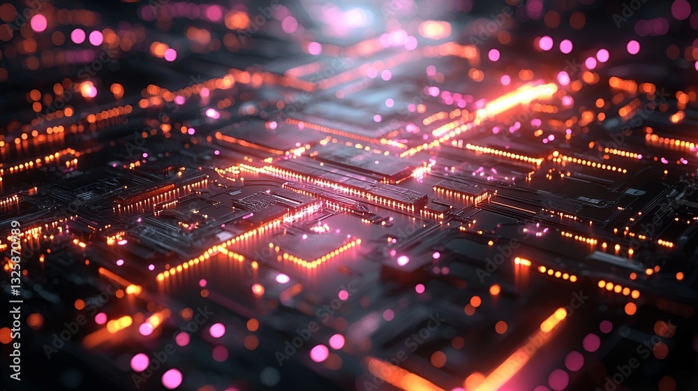 Fototapeta premium Abstract Circuit Board Network Glow (1)