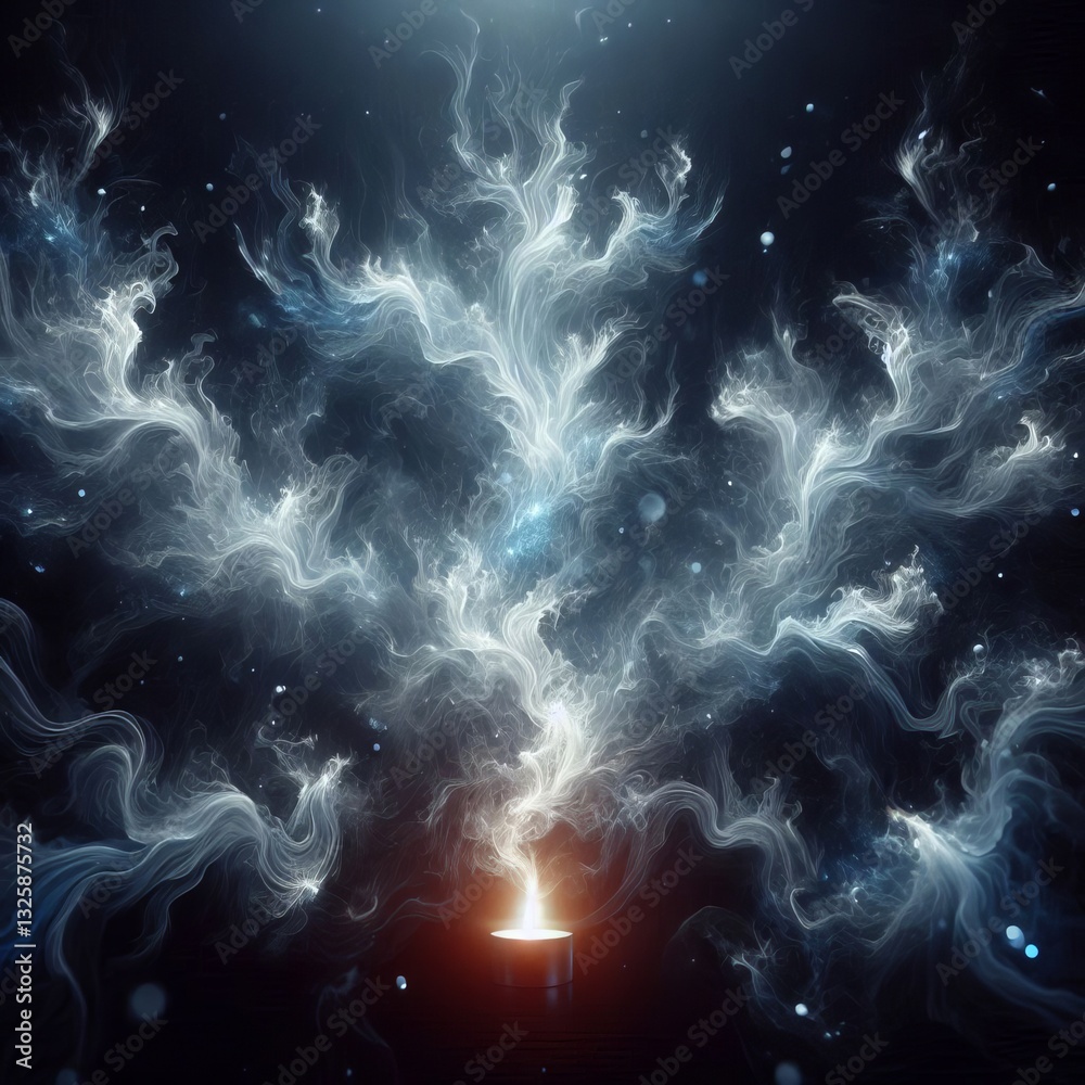 Obraz premium Ethereal fire with ghostly white and pale blue hues