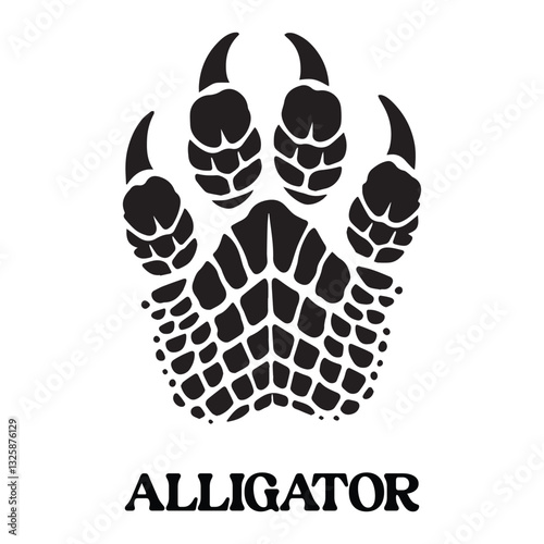 Alligator footprint vector illustration, Animal foot print silhouette design

