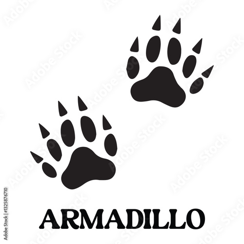 Armadillo footprint vector illustration, Animal foot print silhouette design

