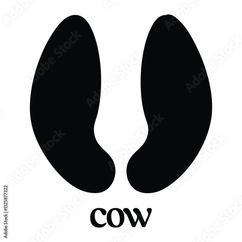 Cow footprint vector illustration, Animal foot print silhouette design
