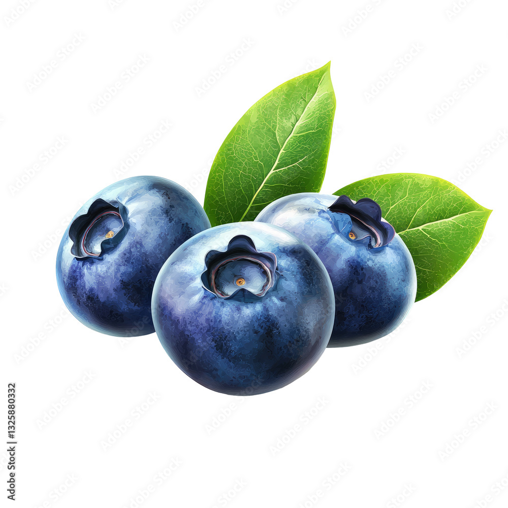 Obraz premium Fresh blueberries with leaves