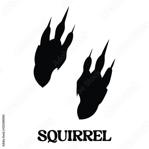 Squirrel footprint vector illustration, Animal foot print silhouette design

