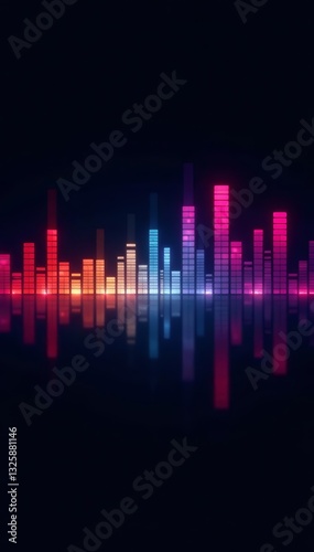 Digital representation of music equalizer bars on black backdrop, pattern, equalizer