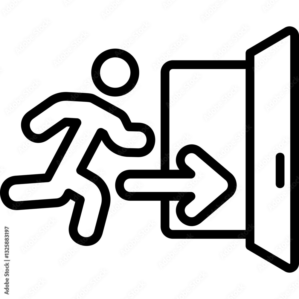 Emergency Exit Line Icon Emergency Exit Line Icon