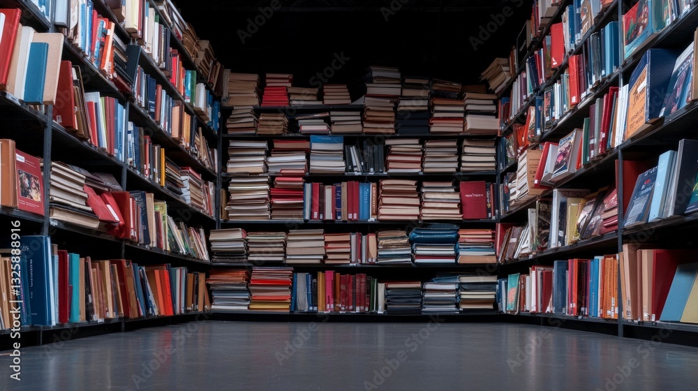 Fototapeta premium Eco Friendly Used Bookshop Colorful Stacks Reuse Recycle