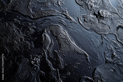Black oil stains on the water surface