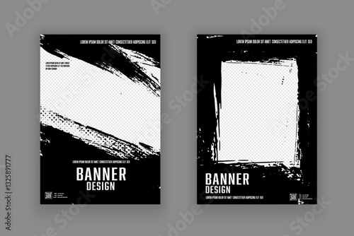  Template grunge brush texture with overlay abstract frame grunge shape clipping mask.