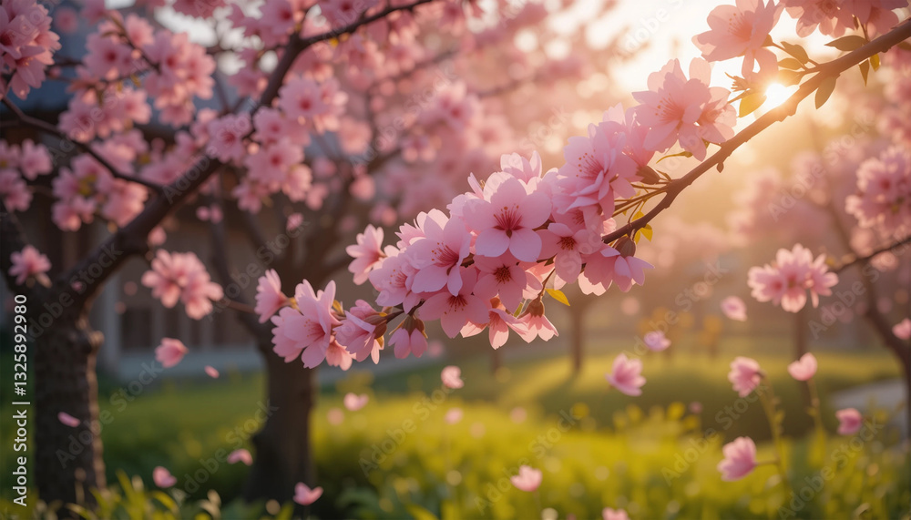Golden Hour Sakura Grove – Magical Springtime Glow Golden Hour Sakura Grove – Magical Springtime Glow