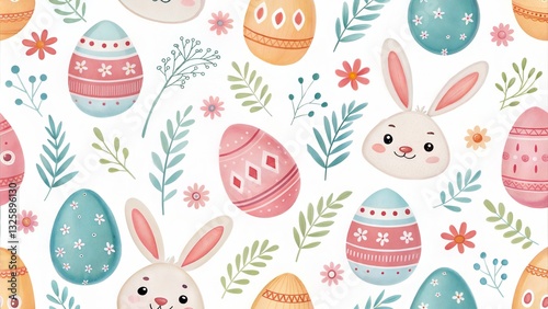 seamless easter egg and bunny pattern background