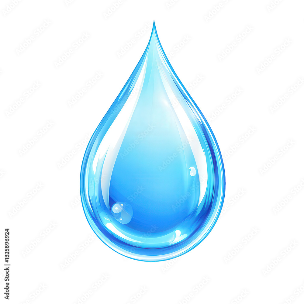 stylized blue water droplet showcasing a glossy three-dimensional appearance it symbolizes purity hydration and nature often used in designs related to water conservation and environmental themes stylized blue water droplet showcasing a glossy three-dimensional appearance it symbolizes purity hydration and nature often used in designs related to water conservation and environmental themes