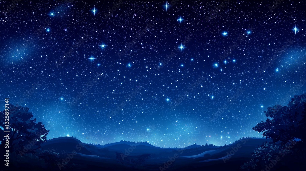 Naklejka premium Stunning pixel art depicting a seamless starry night sky background.
