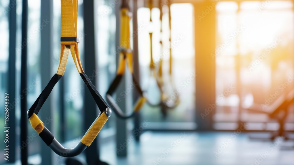 Suspension Training Equipment in Modern Gym with Sunlight Glow Suspension Training Equipment in Modern Gym with Sunlight Glow