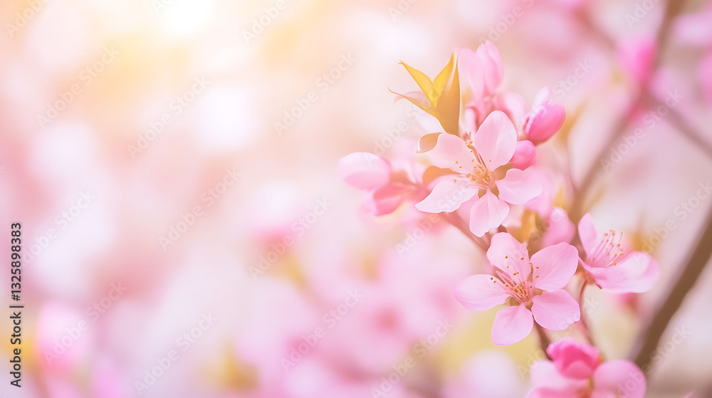 Pink spring flowers background with copy space. Delicate floral backdrop for design, greeting cards, or seasonal projects. Pink spring flowers background with copy space. Delicate floral backdrop for design, greeting cards, or seasonal projects.