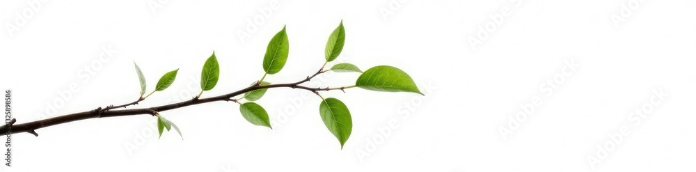 Fototapeta premium Single isolated tree branch on white background, isolation, twig, white space