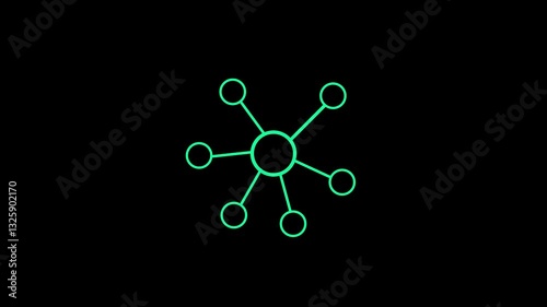 Networking concept. green line icon animation on transparent background 4k