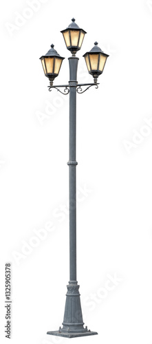 Lamp post. Vintage Lamp post street road light pole. Decorative street lamp-post isolated.