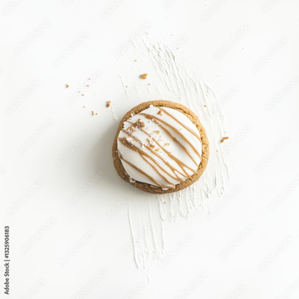 Delicious cookie with creamy icing and caramel drizzle on white background, perfect for dessert lovers, baking enthusiasts, and sweet treat recipes. Delicious cookie with creamy icing and caramel drizzle on white background, perfect for dessert lovers, baking enthusiasts, and sweet treat recipes.