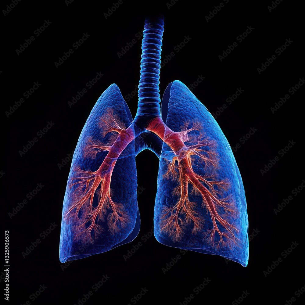 HD shot of human lungs showing the fine structure of pulmonary tissues and bronchi in high resolution HD shot of human lungs showing the fine structure of pulmonary tissues and bronchi in high resolution