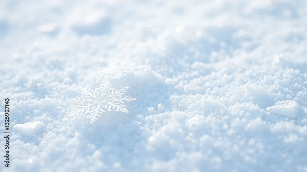 Delicate snowflake falls gently on pristine white snow, snowflake, frozen nature, snowy scene Delicate snowflake falls gently on pristine white snow, snowflake, frozen nature, snowy scene