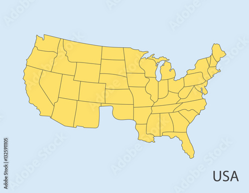 map of united states America per area yellow photo