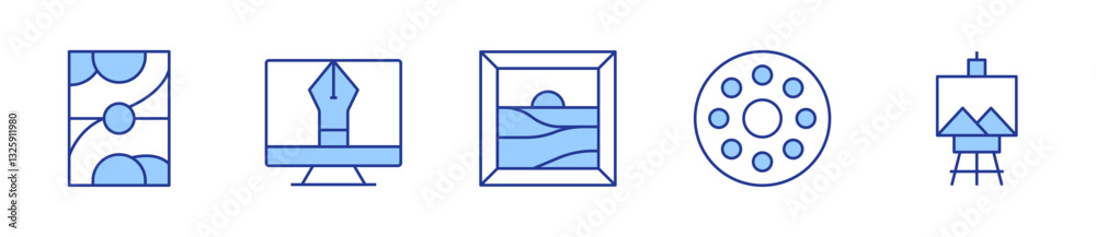 art and design, art, court, design tool, painting. Art Icon vector illustration. Line Duotone style. Editable stroke art and design, art, court, design tool, painting. Art Icon vector illustration. Line Duotone style. Editable stroke