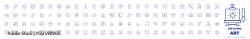 100 Art Icons Collection. Thin line icon. Editable stroke. world art day, art, urban art, art and design, digital art, art book, art gallery, art show