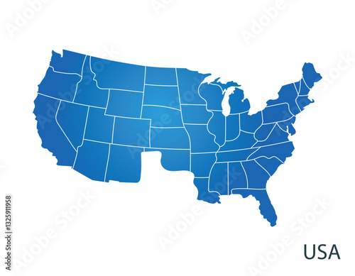 map of united states America per area blue gradient photo