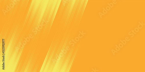 Yellow orange halftone pattern. Retro comic gradient background. Square pixilated dot cartoon texture.
