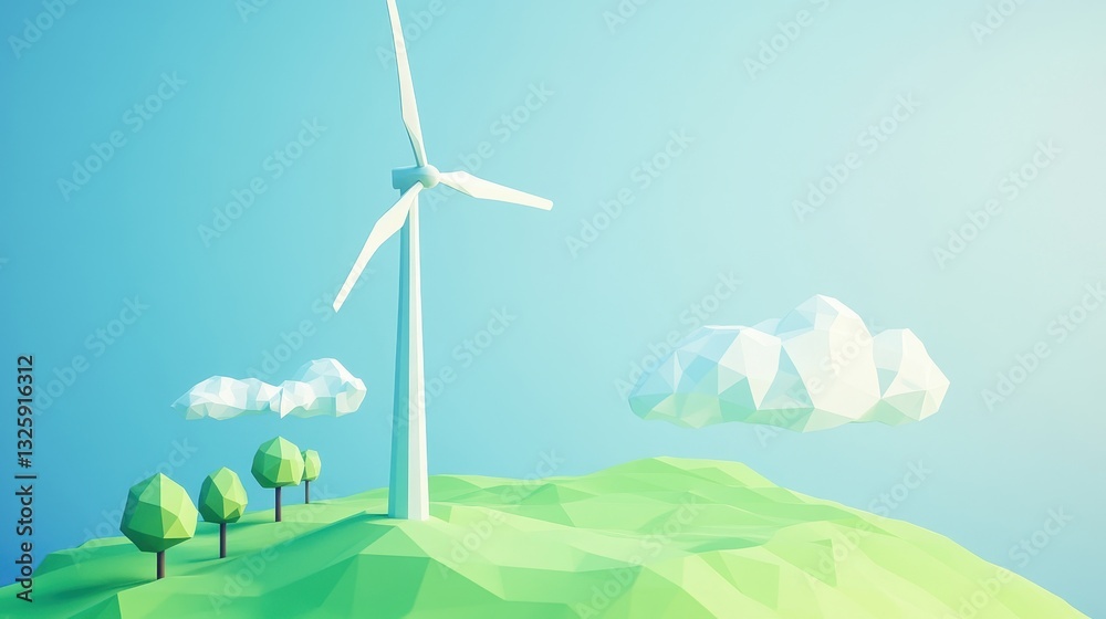 Fototapeta premium Simple Isometric Wind Energy Concept Illustration