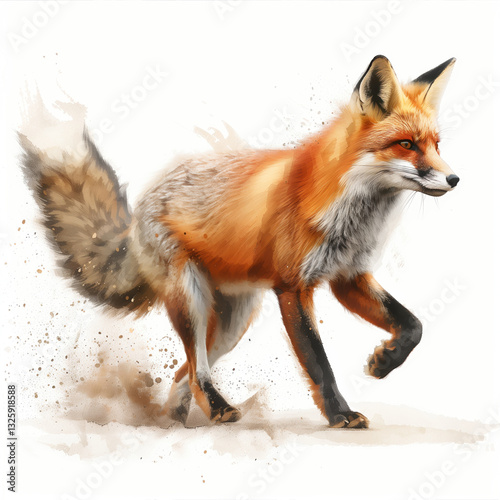 A fox, watercolor painting style