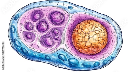 Detailed Illustration of a Graafian Follicle Ovarian Cell Structure