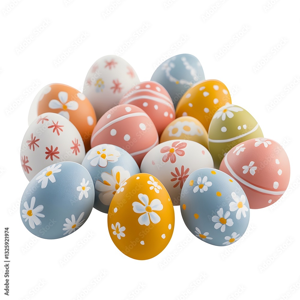 A bunch of colorful easter eggs isolated on a white background ideal for spring celebrations and festive decorations A bunch of colorful easter eggs isolated on a white background ideal for spring celebrations and festive decorations