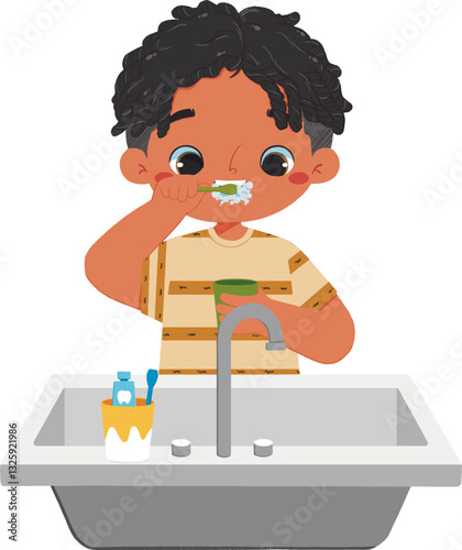 Cute kid brush teeth