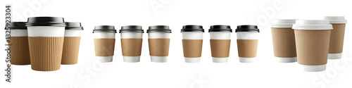 Wallpaper Mural Disposable coffee cups isolated on transparent background, PNG, Set of Torontodigital.ca