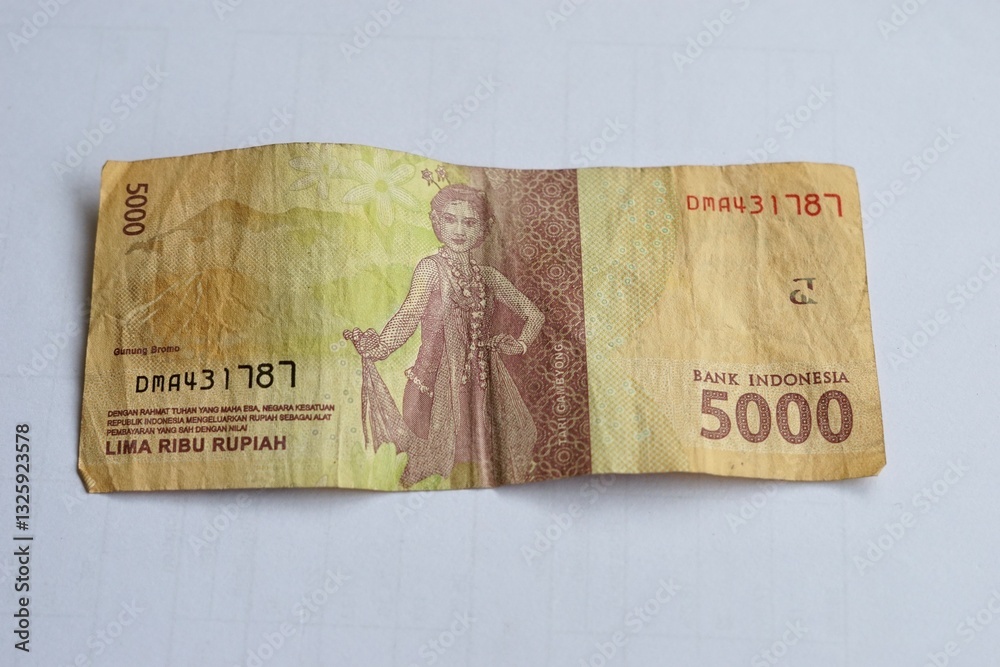 Indonesian Rupiah banknote isolated on a white background. The image captures details of the currency, including texture, colors, and security features. Suitable for financial and economic themes. Indonesian Rupiah banknote isolated on a white background. The image captures details of the currency, including texture, colors, and security features. Suitable for financial and economic themes.