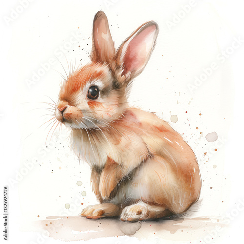 A cute rabbit, watercolor style