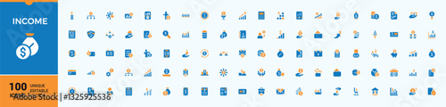 Income colorful filled icon. Pack of bank, payment, earnings, salary, pay, revenue, finance and more. Web icons. Accounting filled icon collection. Minimalist editable vector stroke.
