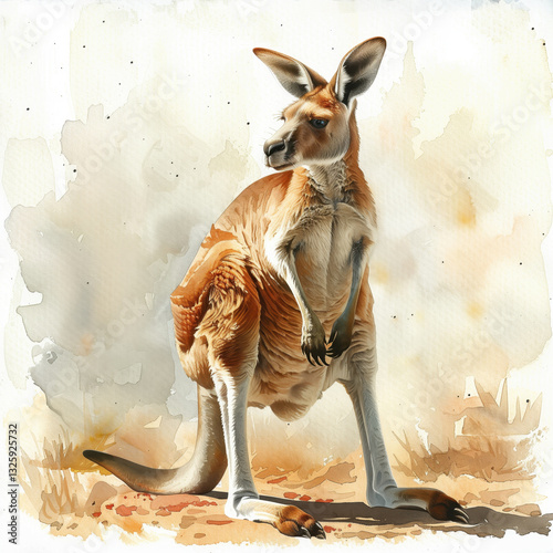 Watercolor painting of kangaroos jumping