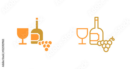 Wine Glass and Grapes Icon Design