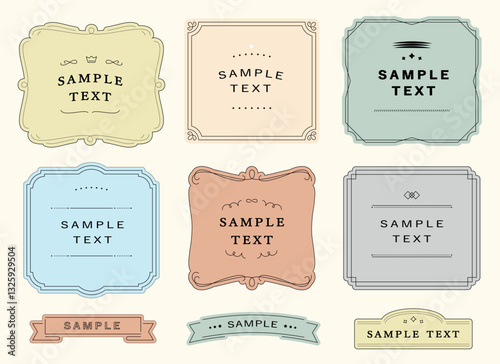 Ornamental label frames. Old ornate emblem, decorative sticker and retro badge. Vector Vintage Frame Set..eps