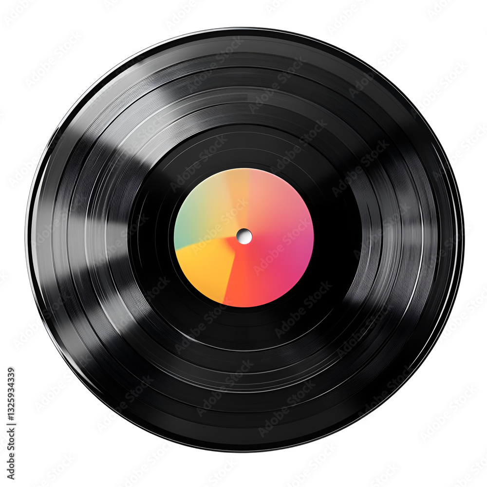Fototapeta premium Colorful Vinyl Record Closeup Black Background Music Retro Disc Audio Sound Style Image Analog